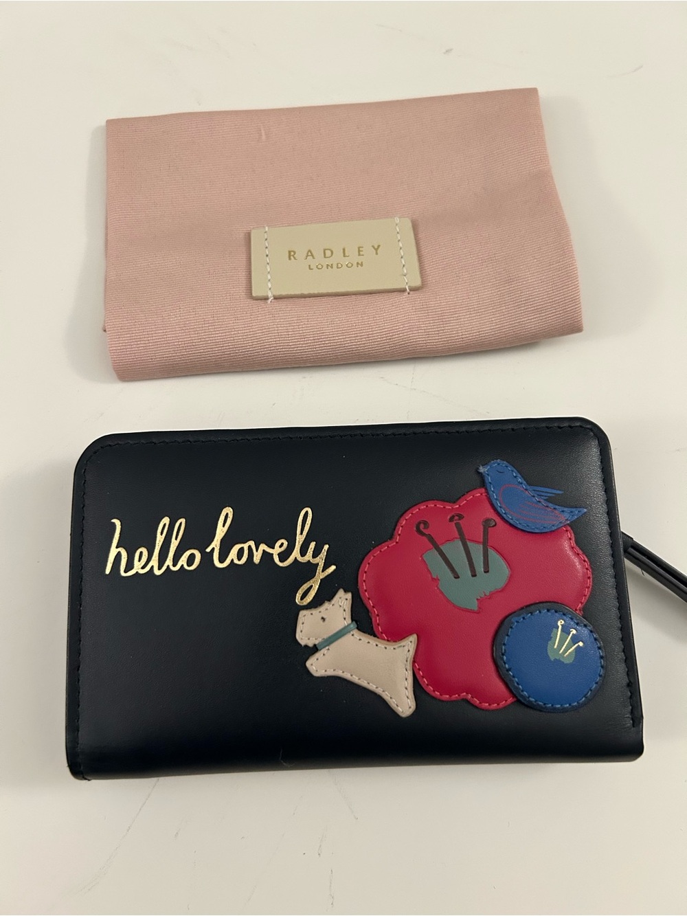 RADLEY LONDON Navy/Pink Flower Bluebird “Hello Lovely” Wallet